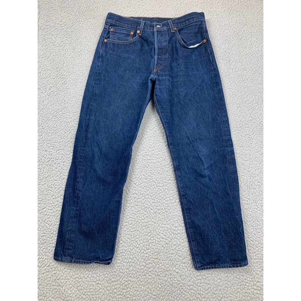 Levi's 501 Jeans Mens 34x30‎ Dark Wash Straight Leg Button Fly Denim